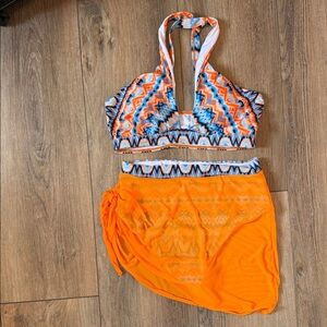 Vibrant Orange and Blue Bikini Set